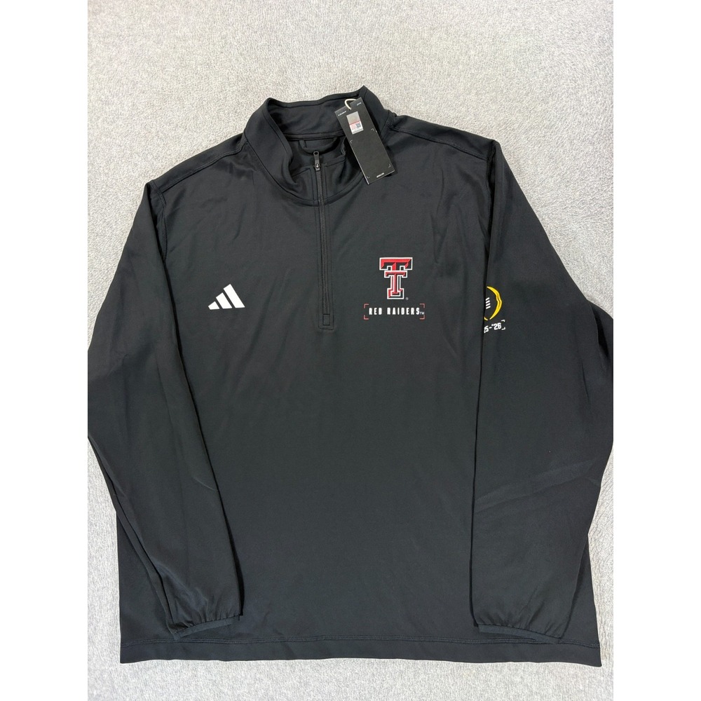 NWT Texas Tech Red Raiders Adidas 1/4 Zip Pullover (Men's 2XL) Black